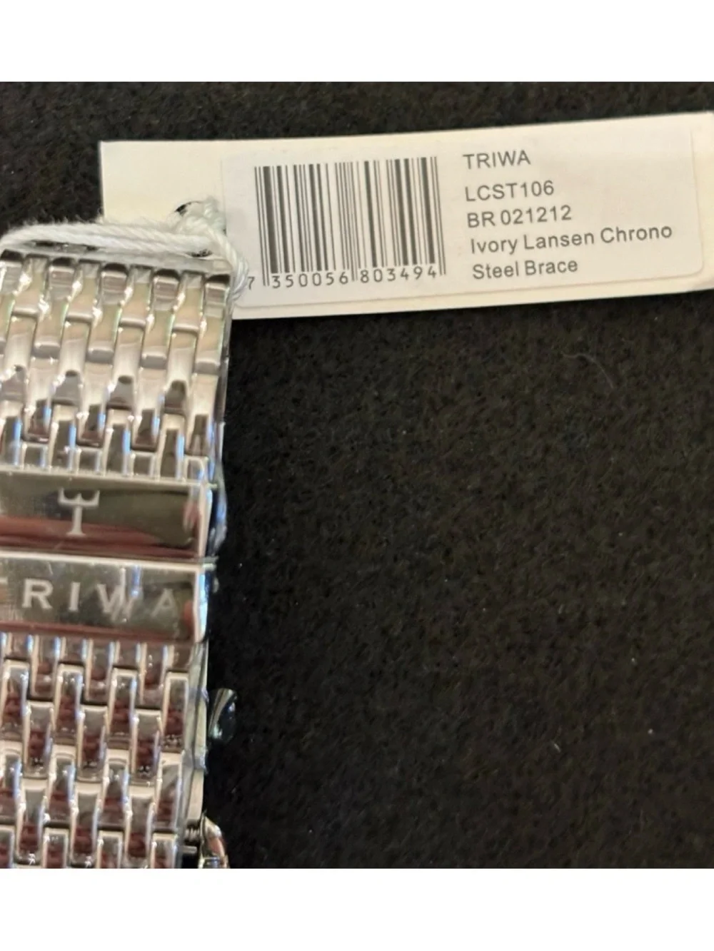 NWT Anthropologie TRIWA Ivory Lansen Chrono Steel Brace Watch  Unisex